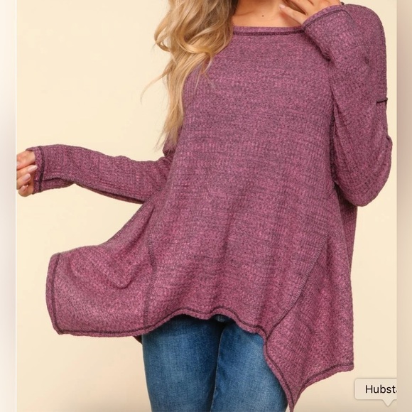 Black and Pink Marled Dolman Sleeve Top - Picture 4 of 4